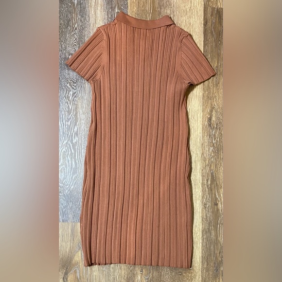NWT LITA BY CIARA RIB COTTON BLEND POLO MINIDRESS IN CINNAMON SIZE LARGE - Picture 2 of 11